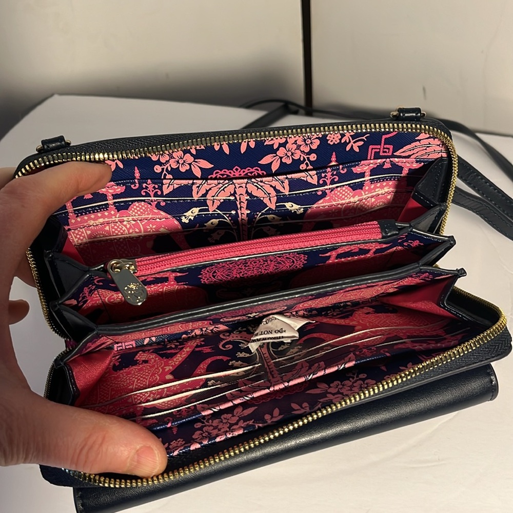 Spartina Navy Blue Leather Crossbody Purse - Picture 4 of 12